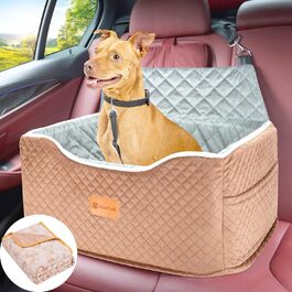 Підвищене автокрісло для собак середнього розміру AlfaTok з піни Memory Foam, до 20,4 кг, знімне, пране, антиковзке, для заднього сидіння авто, дорожнє автоліжко для собак