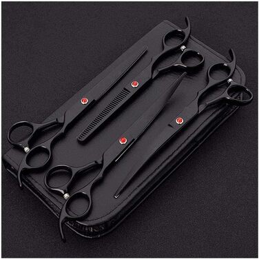 Професійна ножиця для собак, вигнута ножиця для грумінгу, чорна