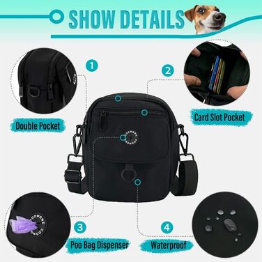 Сумка для собак COOWONE Leckerli-Tasche, чорна: водонепроникна, з тримачем для відходів, для тренувань та прогулянок