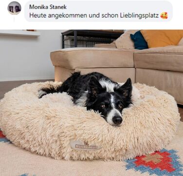 Кругле ліжко для собак та котів Pfoten&nasen® Wolke 7, XS (55 см), сіро-біле, знімний чохол, м'яке та зручне