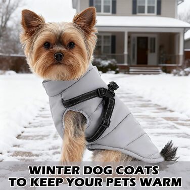 Зимовий одяг для собак ZoneYan, водовідштовхуючий та теплий, регульований, з світловідбиваючими елементами, для маленьких собак (Сірий, S)