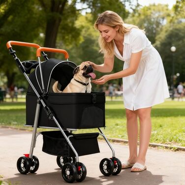 Візок для тварин Simcat: для собак та котів, складаний, з поворотними колесами (блакитний)