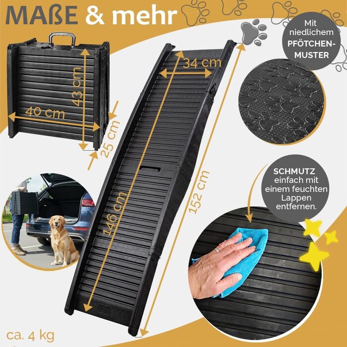 Рампа для собак у автомобіль, алюміній, Petigi, для SUV, антиковзка, вантажопідйомність 70/90/150 кг, моделі 01 та 06