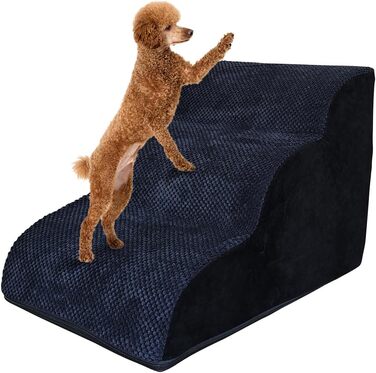 Східці для собак Galatée: міцні, з неслизьким покриттям, 3 сходинки, для високих ліжок/диванів, підходять для травмованих та літніх собак, котів (чорний)