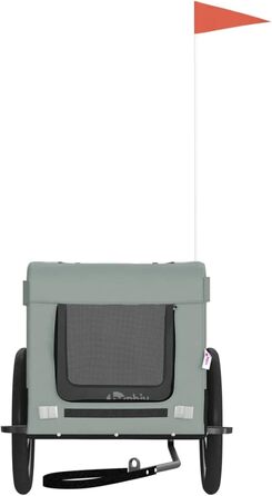 Причіп для собак Fasba: велосипедний причіп для тварин з відбивачами та прапором, для котів та собак, сірий та чорний, оксфордська тканина та метал