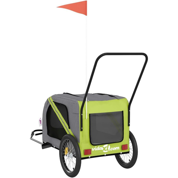 Причіп для велосипеда для собак та котів, зелений та сірий, Oxford-Gewebe та метал