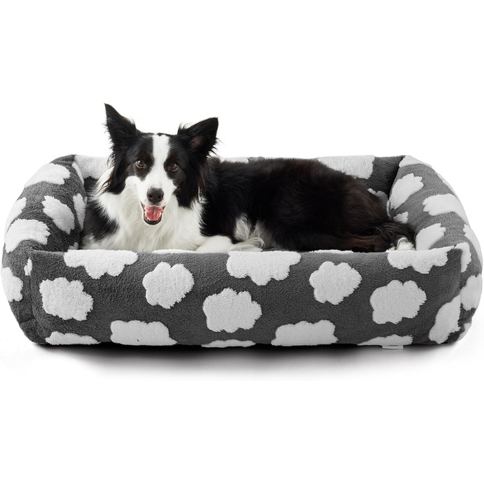 Крізь для собак середнього розміру, сірий, 30x24x8 см. Ортопедичний, знімний чохол на блискавці, м'який, з антиковзаючою основою