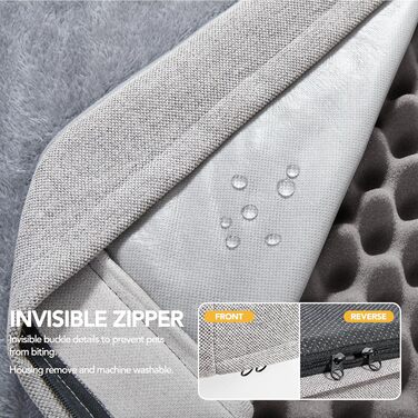 Ортопедичний лежак для собак середнього розміру, лежанка-матрац знімний водовідштовхуючий, з антиковзною основою, розмір M (76,2 x 50,8 x 7,6 см), сірий