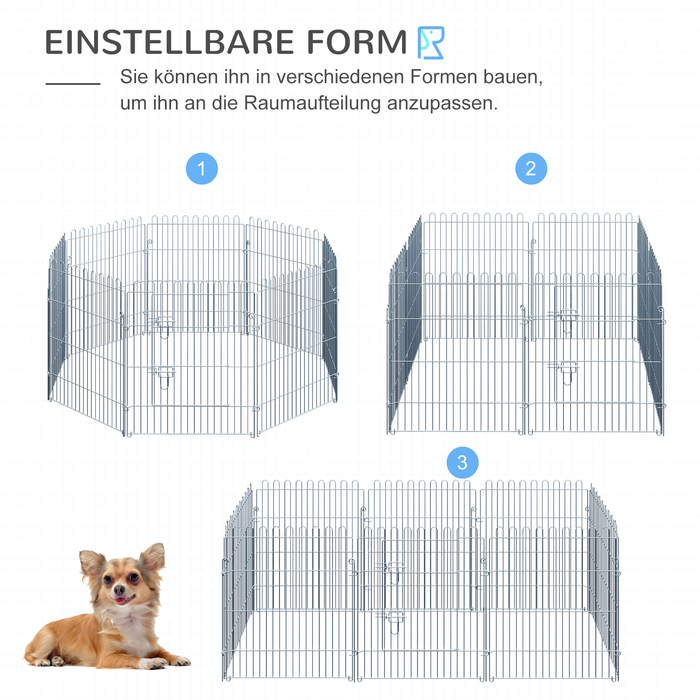 PawHut Відкритий вольєр для цуценят з 8 частин Puppy Run & Playpen, 63x76 см, безпечний і стайня | Аосом