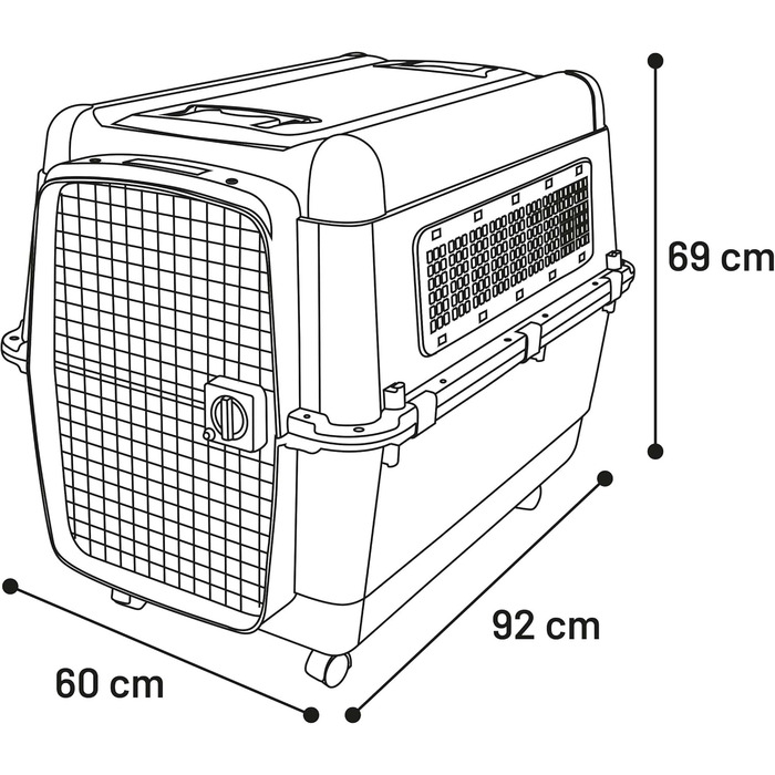 Клітка-переноска для собак Flamingo Lanta – темно-сіра | Розмір L (56 × 80 × 59,5 см) | Безпечна, практична та комфортна переноска для вашого собаки