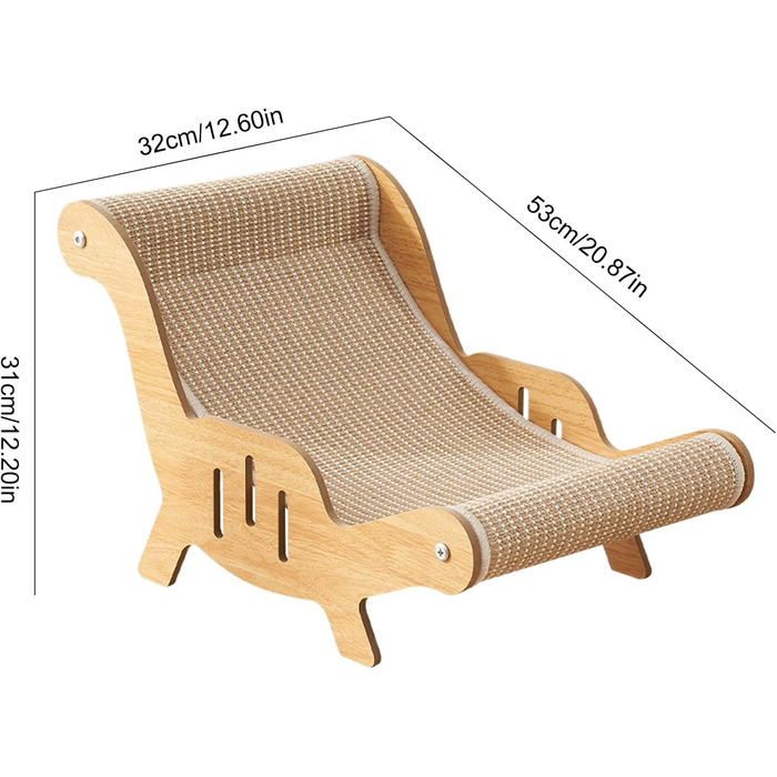 Крісло-лежанка для котів з сизалю, 53x31x32 см. Стійке до вологи та зносу, підходить для кошенят та дрібних тварин