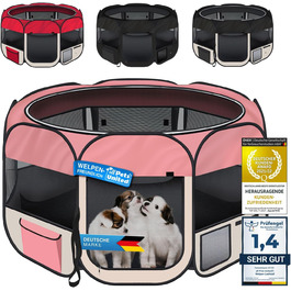 Вольєр для цуценят і дрібних тварин XXL All Pets United, для дому та вулиці, рожевий