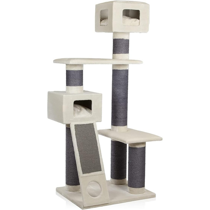 Котячий будиночок Kratzbaum Maine Coon 209 XXL - міцна кігтеточка для котів з товстими сизаловими стовпами (20 см), великий та стійкий, котячий будиночок, комплекс для лазіння, меблі для котів (бежевий)