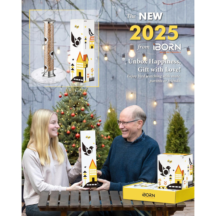 Годівниця для птахів iBorn з 6 місцями для підльоту, 20 см тарілка для корму, алюмінієва, 38 см