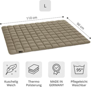 Килимок для собак Pointer 130 x 110 см, м'який та зносостійкий - легко миється до 95°C, захист підлоги та дивану - підходить для використання на вулиці (L - 110x90 см, золотисто-коричневий)