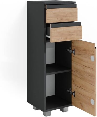 Шафа для ванної Vicco J-Shape, антрацит/дуб, 30x95 см
