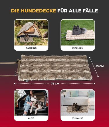 Водонепроникна лежанка-ковдра для собак HS-Hundebett Outdoor S 55x75 см, 3 см наповнювач, для подорожей і дому, тауп, вироблено в Німеччині