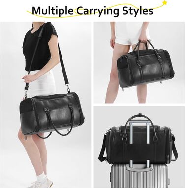 Сумка-переноска для тварин Johomviin з натуральної шкіри для собак та котів до 6,8 кг, схвалена авіакомпаніями, чорна