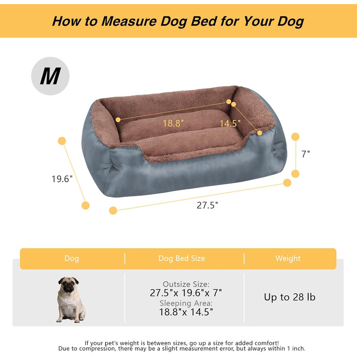 Ортопедичне ліжко для собак середнього розміру, сіре, зручне, з неслизьким дном, 79x60x18 см