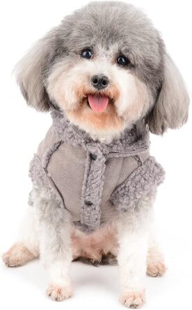 Зуена Теплий зимовий одяг для собак, флісова куртка для маленьких собак, теплий одяг для цуценят, м'який жилет для домашніх тварин з кільцем D, вітронепроникний одяг для холодної погоди для Чихуахуа, Йорка, сірий, XL