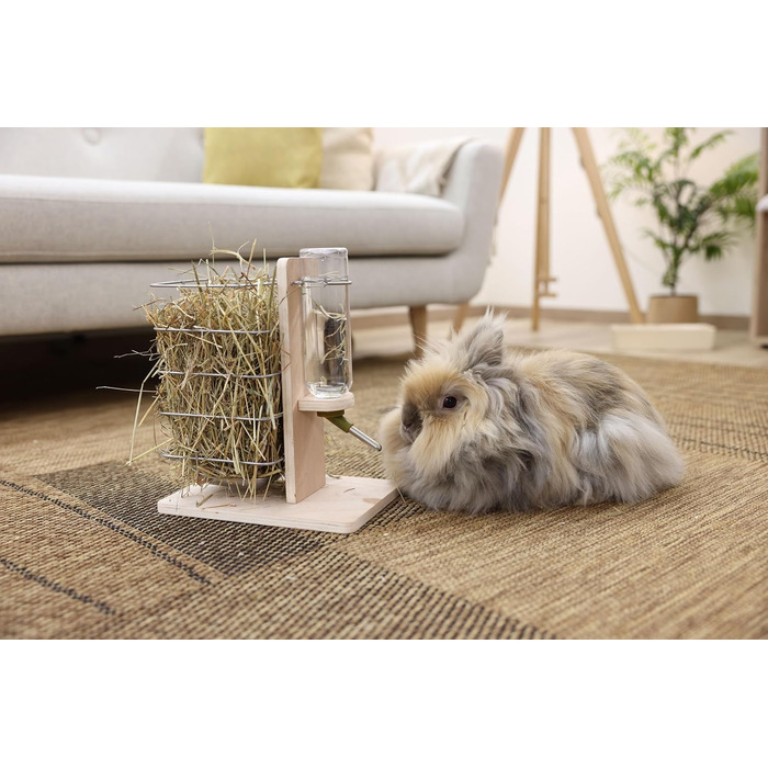 Станція для їжі та води для тварин Kerbl, годівниця для гризунів, 22,5x15,5x27 см, дерево, для внутрішнього та зовнішнього використання