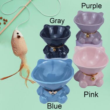 Підвищений годівниця для котів Busnos: керамічна миска для їжі та води, 14x13x11 см, синього кольору