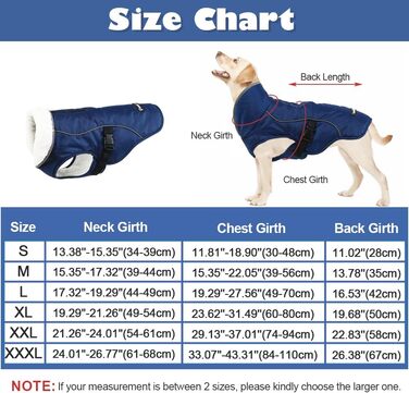 Зимова куртка для собак EMUST, тепла, водонепроникна, з флісовою підкладкою, для великих собак, розмір XL