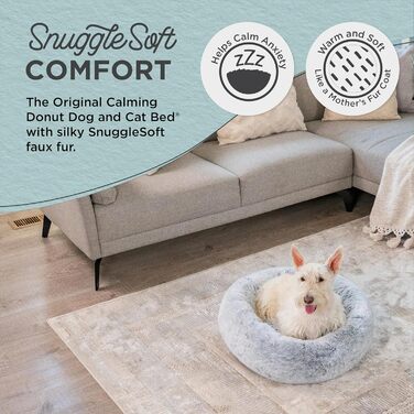 Ліжко-гніздо Sheri SnuggleSoft для собак та котів з м'якої кашемірової вовни, з піною з пам'яті, сірого кольору, 58x58x18 см