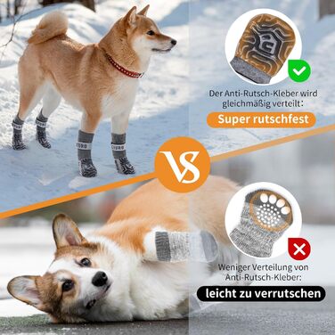 Шкарпетки для собак, 2 пари, протиковзкі, з м'яким захистом подушечок, з надійним застібкою, для дому (XS-2.0, сірий)