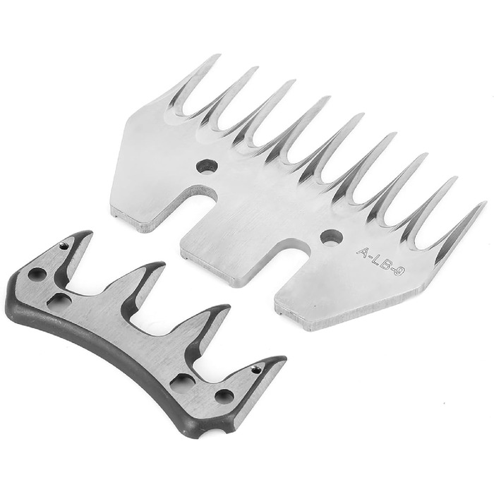 Ножиці для стрижки овець з нержавіючої сталі, універсальні, з змінними лезами (9 зубців, пряма леза + маятникове лезо)