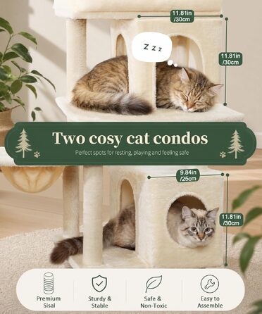 Комплекс для котів Kratzbaum XL 173 см бежевий: Дряпка, будиночок, платформа, кошик, сизаль