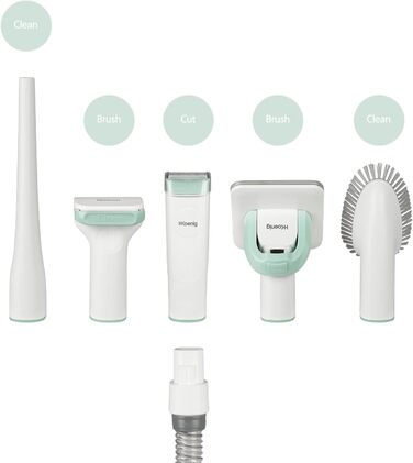 Пылесос H.Koenig PAW400 для шерсті домашніх тварин: собака, кіт. Догляд, стрижка, чистка. 9 насадок, знімний контейнер 1 л, 3 швидкості, білий.