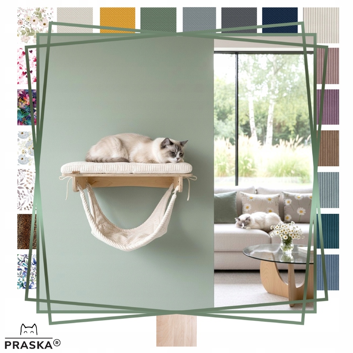 Настінна полиця для котів PRASKA CLASSIC ShelfCloud 75x35см, колір NATURAL