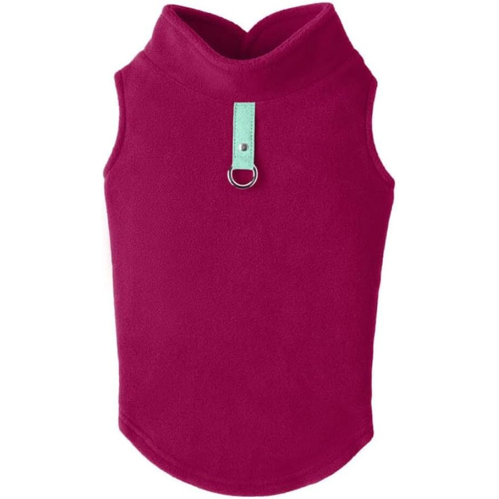 Теплий флісовий жилет для собак Gooby, колір фуксія, розмір L. З кільцем для повідка. Зимовий одяг для маленьких собак, хлопчиків та дівчаток. Об'єм грудей ~38 см
