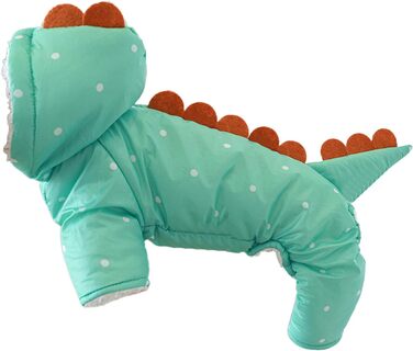 Теплий костюм-худі для собак 'Дінозавр' (зелений, L)