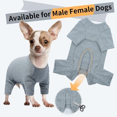 Піжама для собак OP Body 3XL, захисний костюм після операції, від алергії, випадання шерсті, лизання, сірий колір