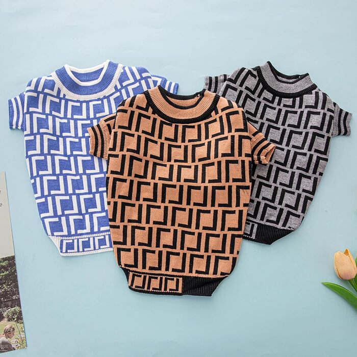 Теплий зимовий пуловер Olsa Argyle для собак, теплий халат для маленьких, середніх та великих собак, теплий одяг для цуценят, хлопчиків та дівчаток (Колір: Коричневий, Розмір: S)