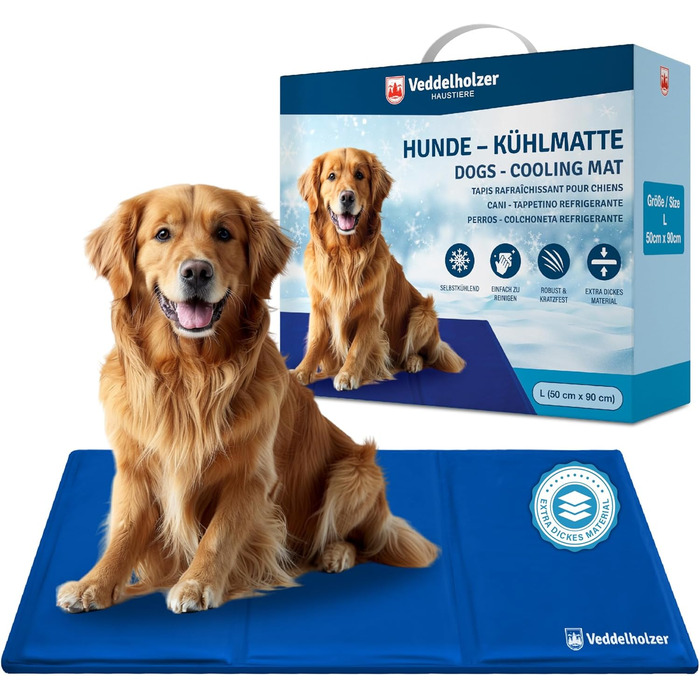 Кілим-охолоджувач для собак Veddelholzer (M) - товстий, самоохолоджуючий, без електроенергії. Розмір 50x65 см. Ідеально для літа та подорожей. Підходить для собак маленьких, середніх та великих порід. Легкий, згинається, легко миється.
