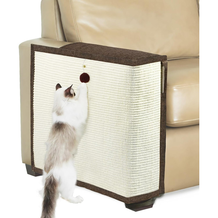 Захист для дивану від кігтів котів, 70 x 50 см, з сизалю, для правої руки (коричневий)