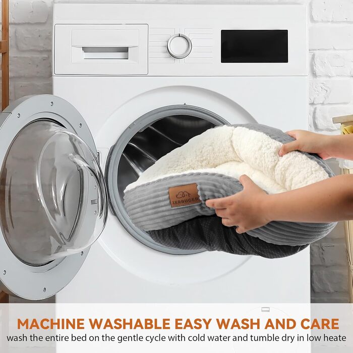 Кругле ліжко для котів та собак, Donut-форма, 58x58 см, світло-сіре, зручне, м'яке, антиковзаюче, для цуценят та кошенят, легко миється