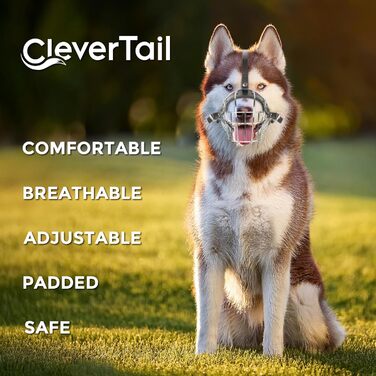 Металева маска-намордник для собак CleverTail Husky Maulkorb - надійний захист від укусів та агресії для великих та середніх собак. З регульованими шкіряними ремінцями та сталевим каркасом.