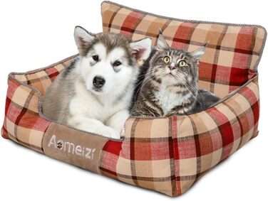 Ортопедичне ліжко для собак PETCUTE - зручне та миюче, для середніх та великих собак, з підголовником (червоне)