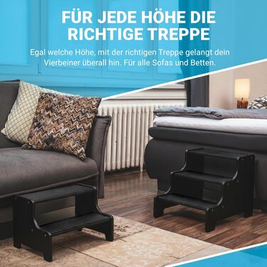 Сходинки для собак та котів AMAZING: 3 сходинки, 40 см, чорного кольору. Підходить для маленьких, середніх та великих собак, а також для старих котів. Захист суглобів, заміна рампі.