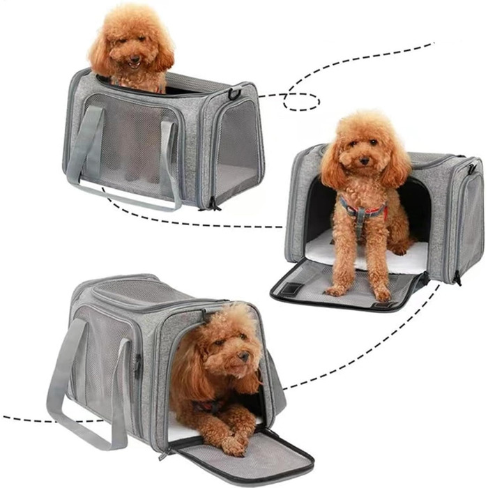 Складана переноска для собак та котів - компактна та зручна для подорожей (сіра)