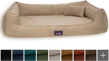 Ортопедичне ліжко для собак Tierlando® Bruce з знімним та пральним велюровим покриттям, диван для собак середніх та великих порід, розмір: 110x90см, колір: оливковий