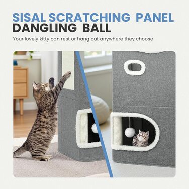 Кіт-будинок для дому, розкладний, великий, з когтеточкою для полиці, кіт-будинок-печера, ліжко-печера для котів, кігтеточка, кіт-будинок-бочка, для лазіння, з опорами