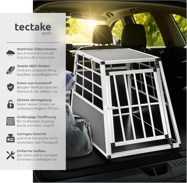 Транспортна переноска для собак tectake® - алюмінієва переноска для авто та дому, 65 x 90 x 69,5 см (Single Large)