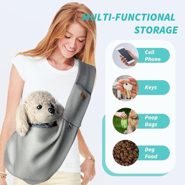 PETCUTE Сумка-переноска для собак, сіра, до 6 кг, з ременем безпеки