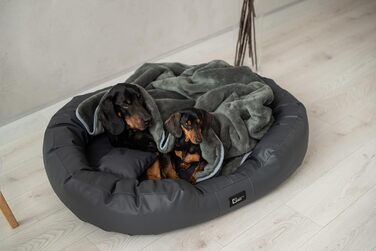 Ортопедичне ліжко для собак Ненсі Преміум, велике, середнє, маленьке - подушка для собак, килимок для собак з еко-шкіри, неслизьке, довговічне, зносостійке, міцне (XXL, Антрацит)