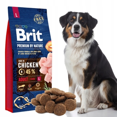 Сухий корм для дорослих собак Brit Premium by Nature з куркою, L, 15 кг